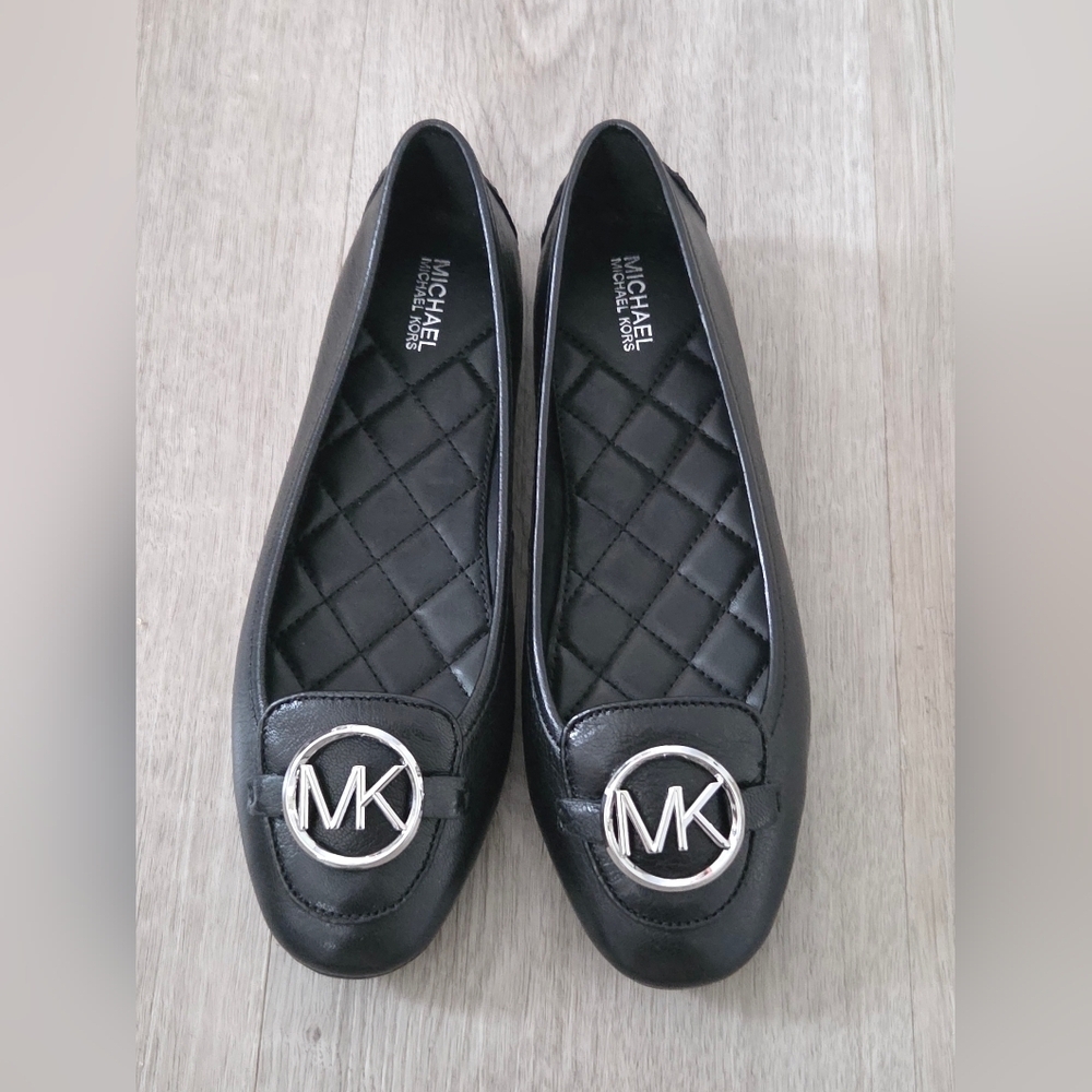 Michael Kors Black Loafers with Silver Emblem